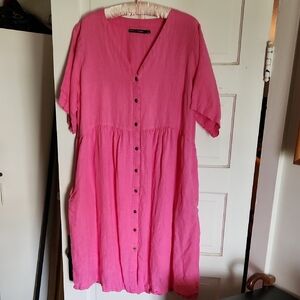 Gudrun Sjoden Pink Midi Dress LINEN